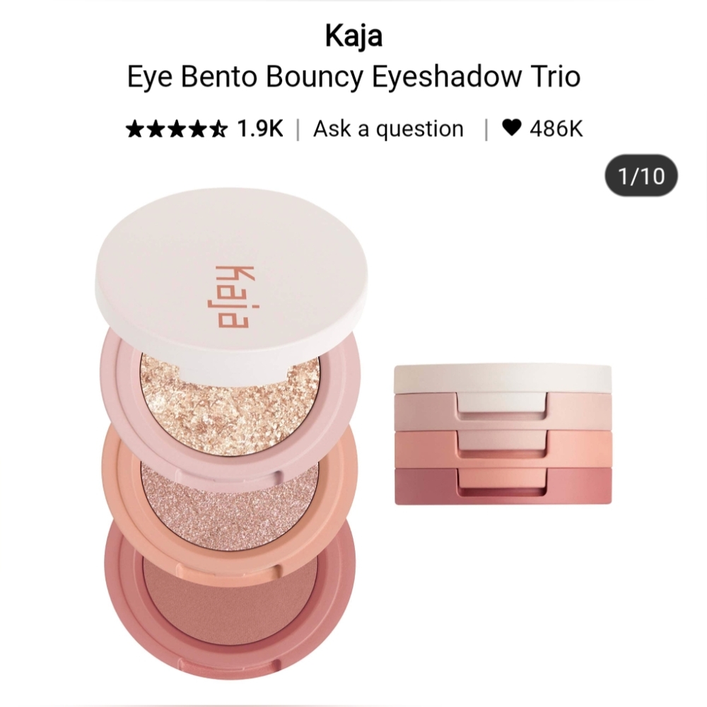 5/75$ Kaja Bento beauty bouncy shimmer eyeshadow trio (16 Peach Madeline)